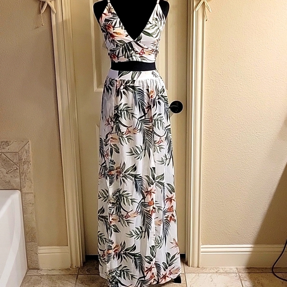 Tropical Floral Maxi Dress 2 Piece NWT - Picture 4 of 15